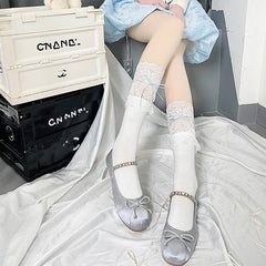 Ballet core ribbon lace stockings