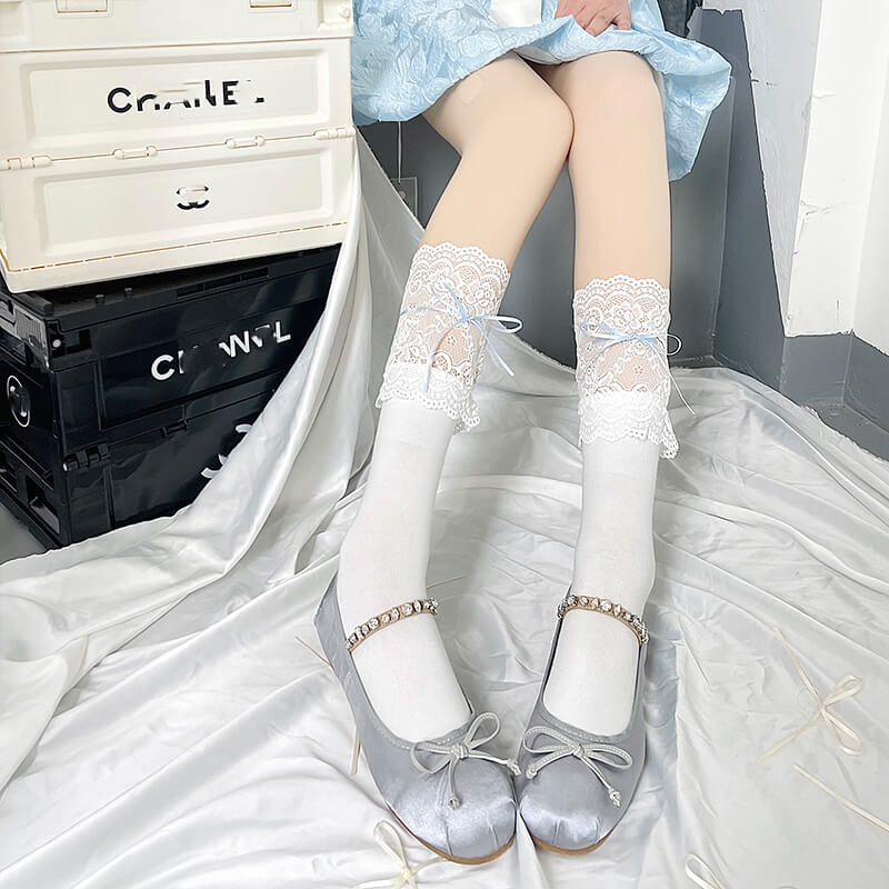 Ballet core ribbon lace stockings
