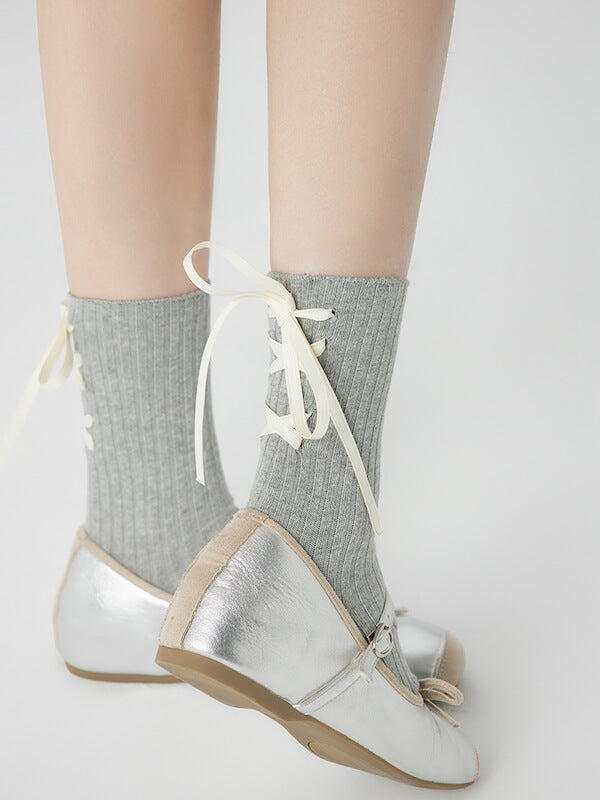Ballet core ribbon socks