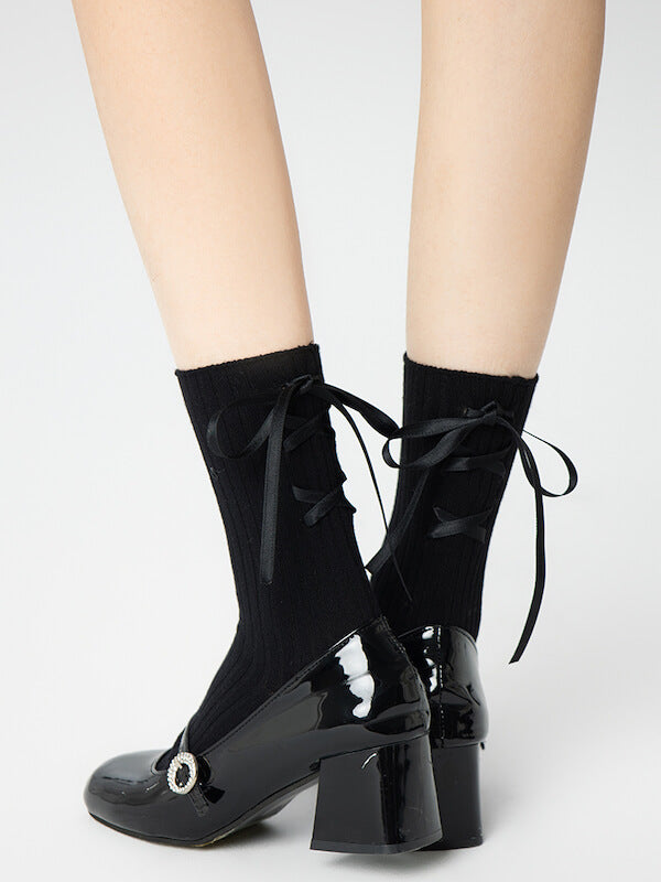 Ballet core ribbon socks