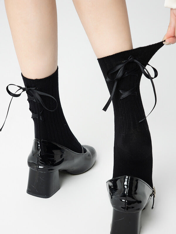 Ballet core ribbon socks