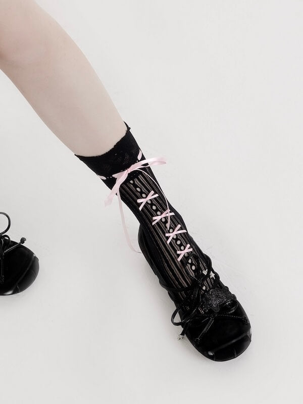 Ballet core ribbon stockings