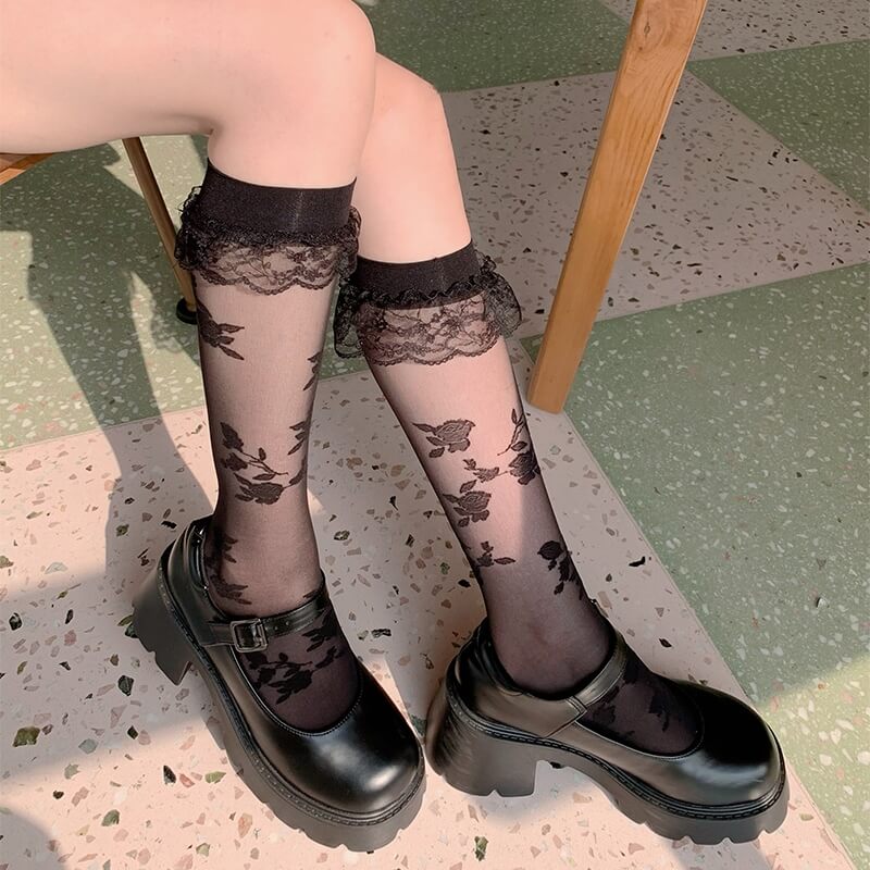 Balletcore flower lolita stockings