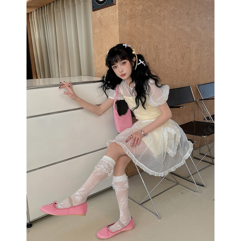 Balletcore flower lolita stockings