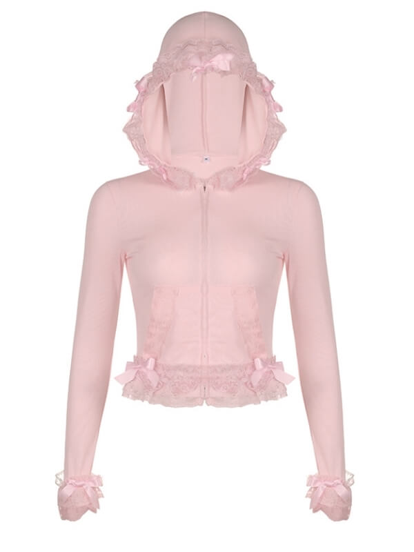 Barbie pink lace hoodie