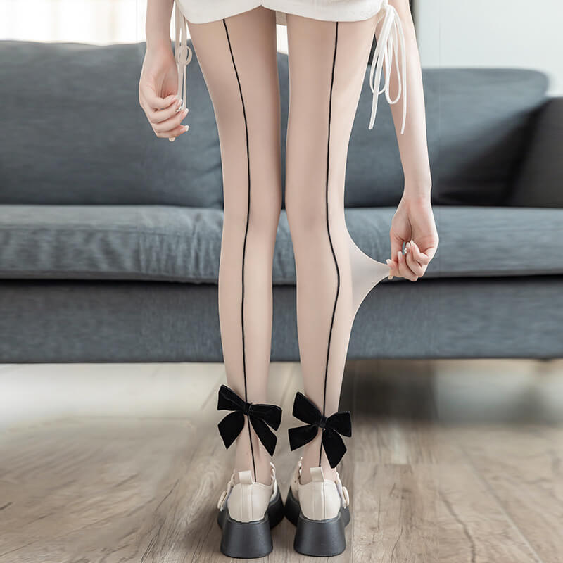 Black flocking bow tights