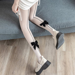 Black flocking bow tights