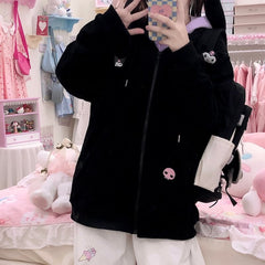 Black Kuromi hoodie coat