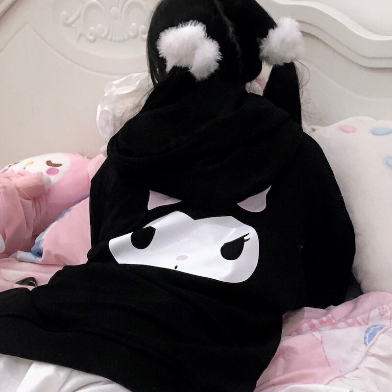 Black Kuromi hoodie coat