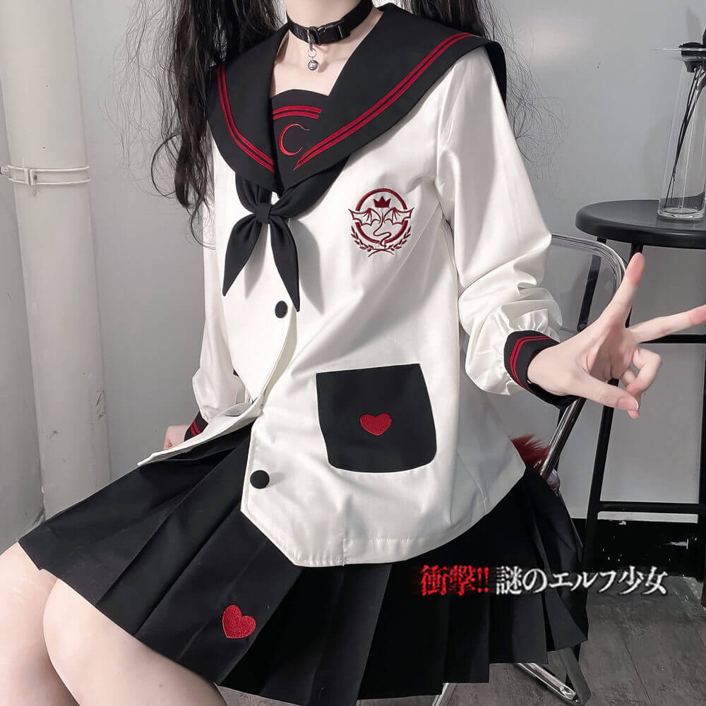 Black White Adorable ghost JK uniform set