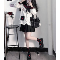 Black White Adorable ghost JK uniform set