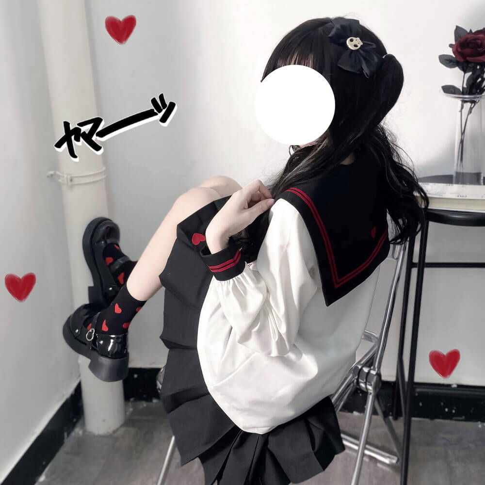 Black White Adorable ghost JK uniform set