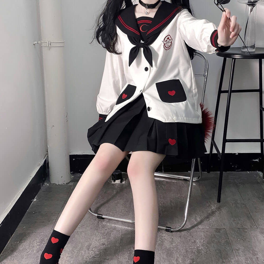Black White Adorable ghost JK uniform set