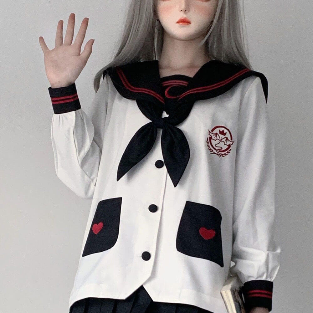 Black White Adorable ghost JK uniform set