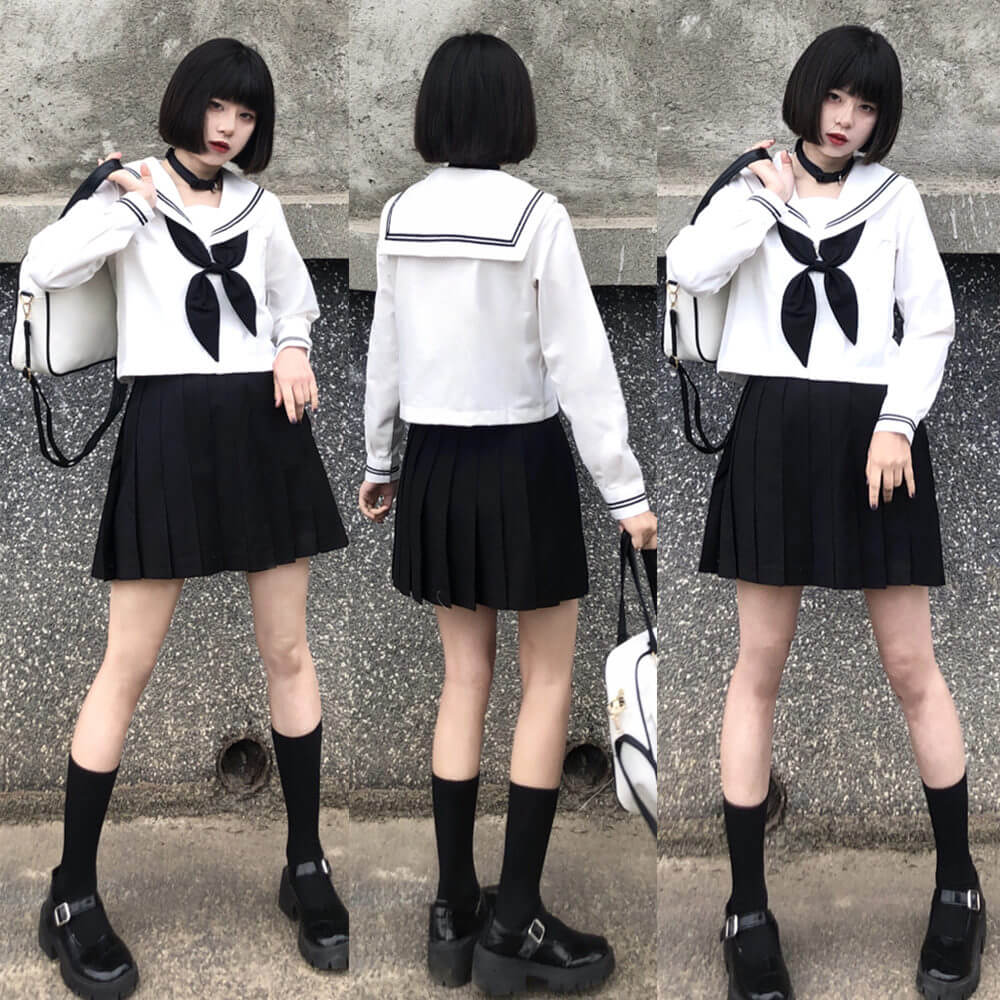 Black White Classic girl JK uniform set