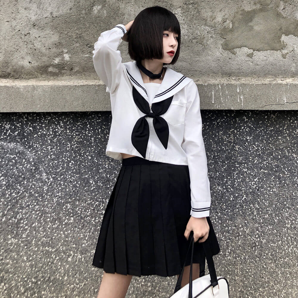 Black White Classic girl JK uniform set