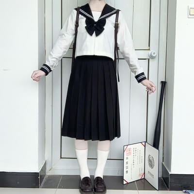 Black White JK bad sailor girl uniform set