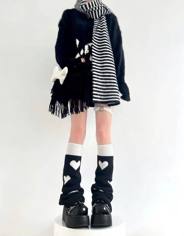 Black white y2k leg warmers