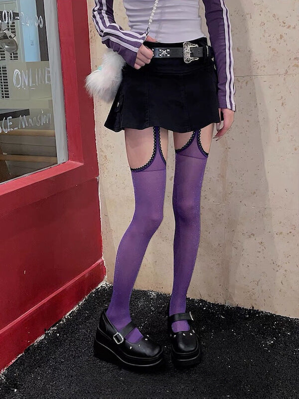 Bling suspender stockings tights