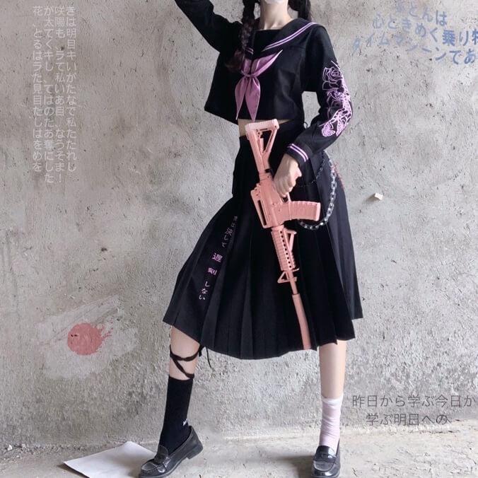 Butterfly Skull Dark girl JK uniform set