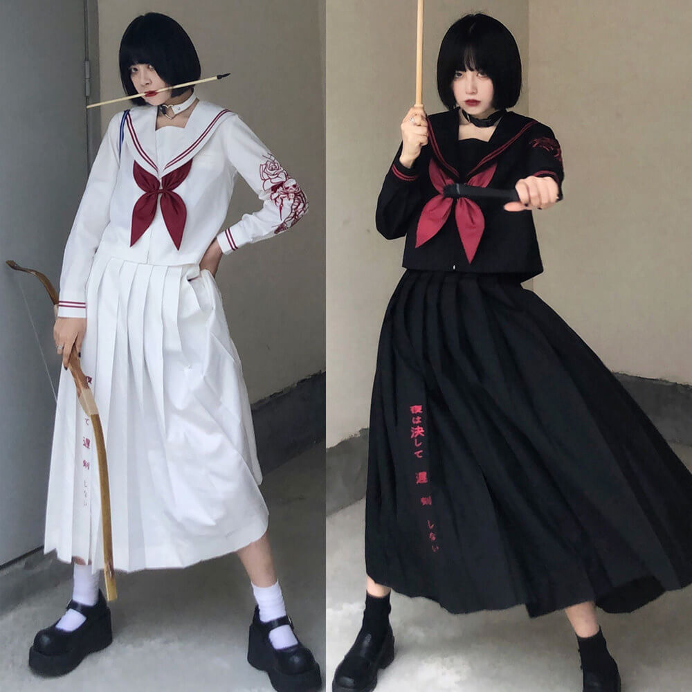 Butterfly Skull Dark girl JK uniform set