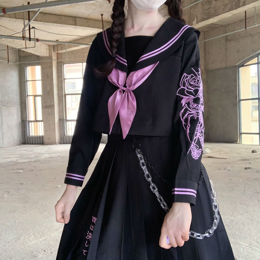 Butterfly Skull Dark girl JK uniform set
