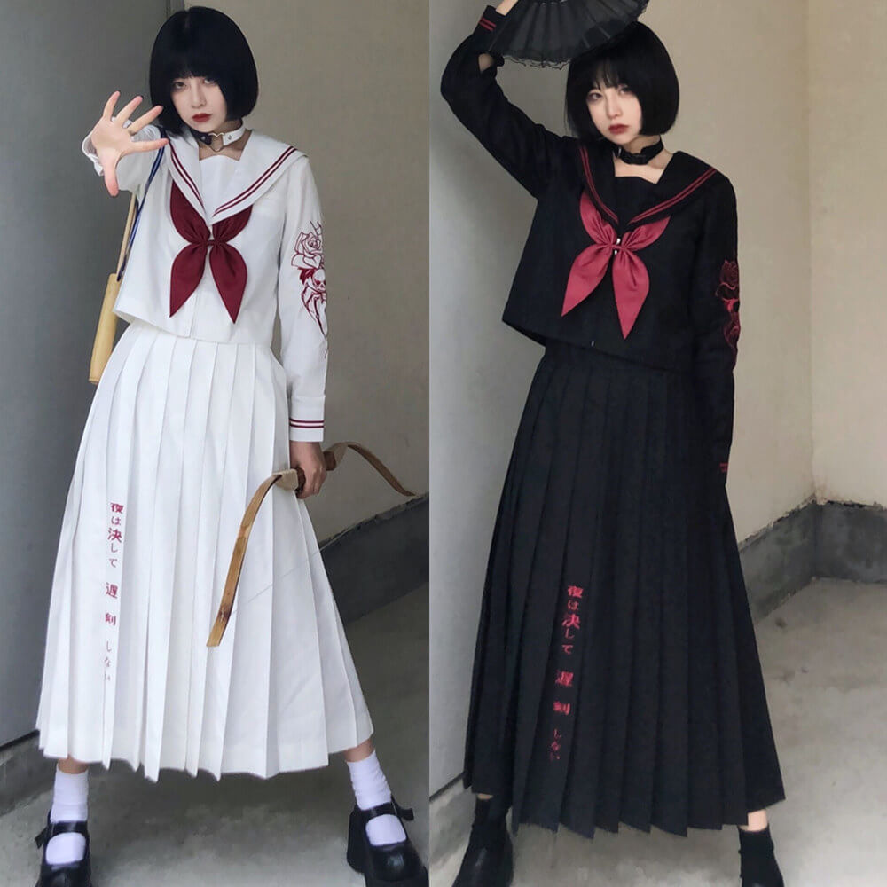 Butterfly Skull Dark girl JK uniform set