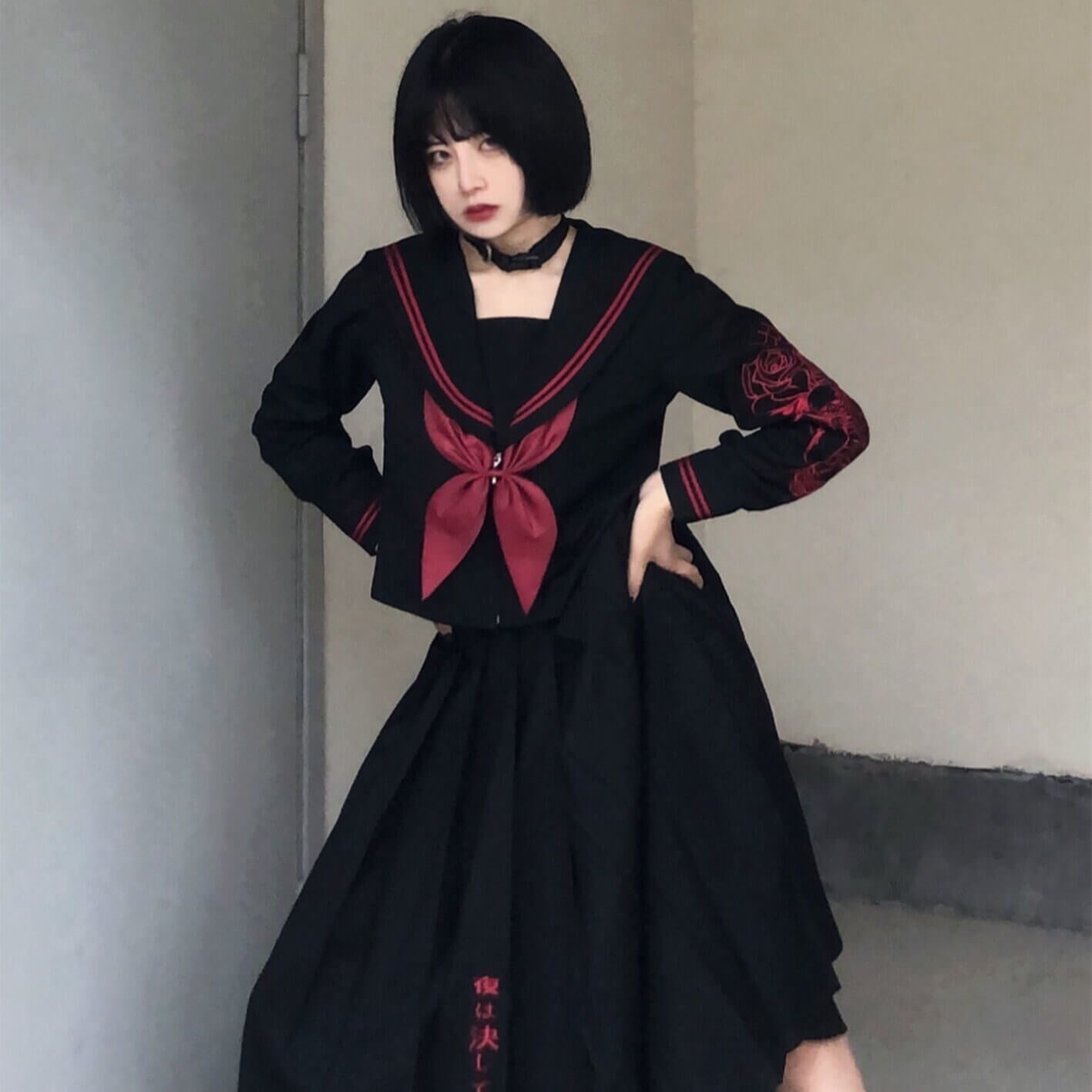 Butterfly Skull Dark girl JK uniform set