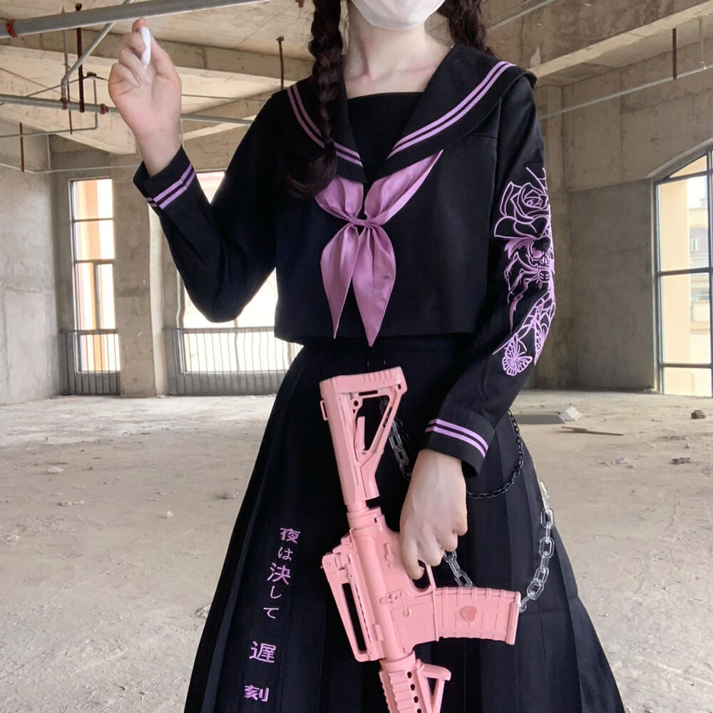 Butterfly Skull Dark girl JK uniform set