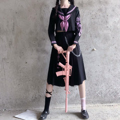 Butterfly Skull Dark girl JK uniform set