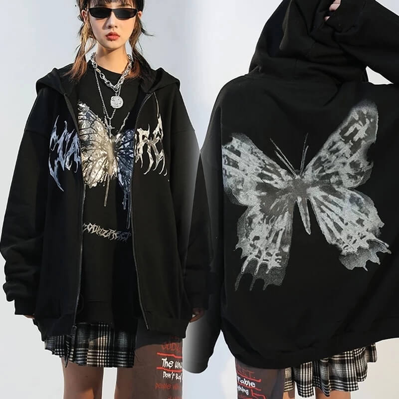 Butterfly y2k hoodie jacket