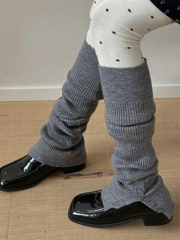 ◇ODD ONE OUT◇ BUTTON SLIT KNIT LEG WARMER GRAY BUTTON SLIT KNIT LEG WARMER BLACK - ODD ONE OUT