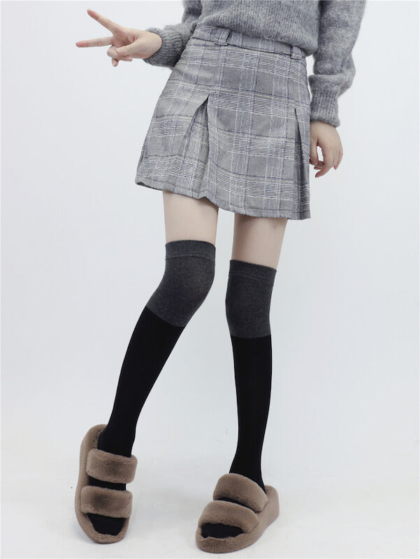 Autumn school black grey stockings c0138