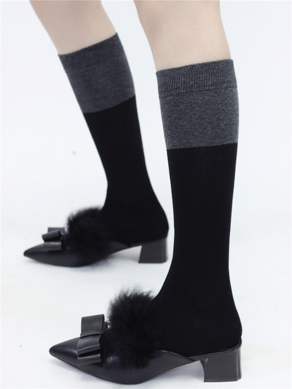 Autumn school black grey stockings c0138