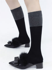 Autumn school black grey stockings c0138