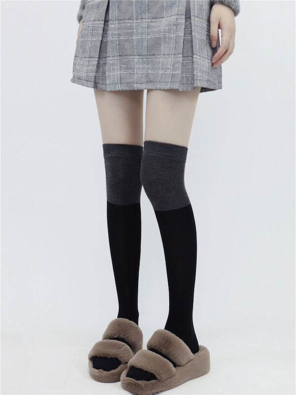 Autumn school black grey stockings c0138