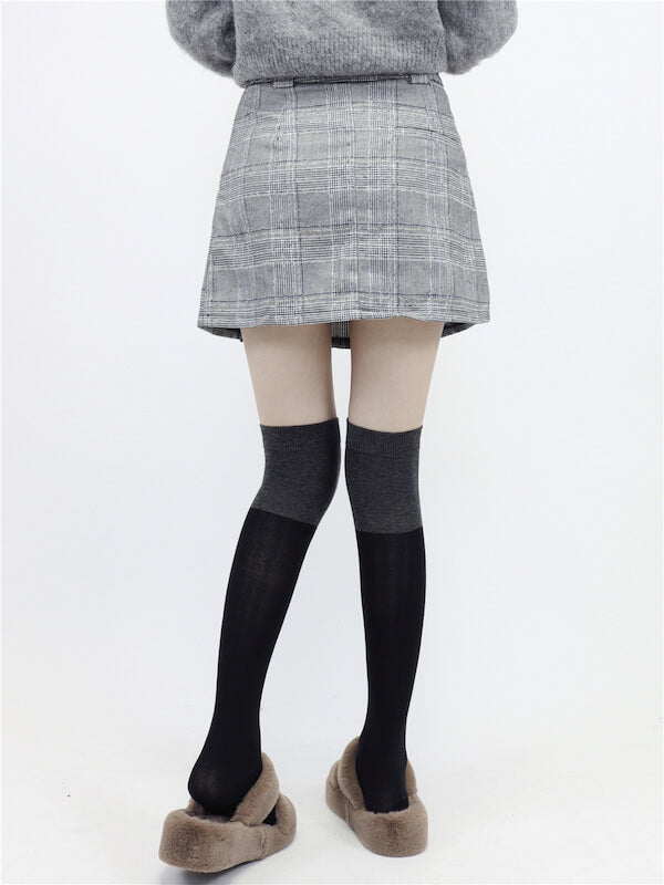 Autumn school black grey stockings c0138
