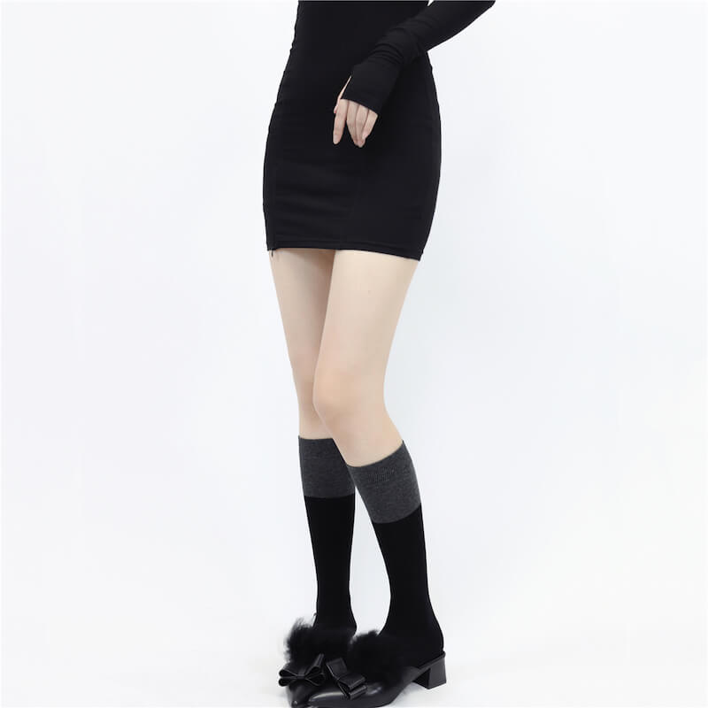 Autumn school black grey stockings c0138