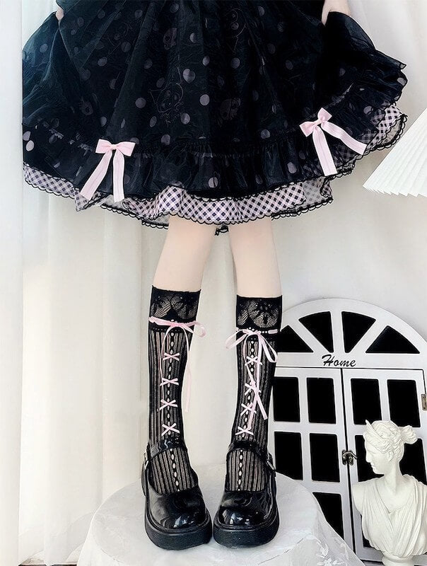 Ballet core ribbon stockings