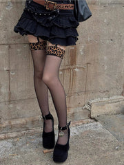 Dark leopard suspender stockings