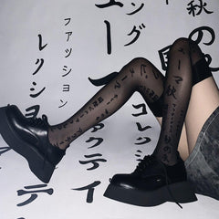 Harajuku japanese characters stockings