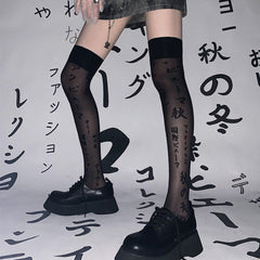 Harajuku japanese characters stockings