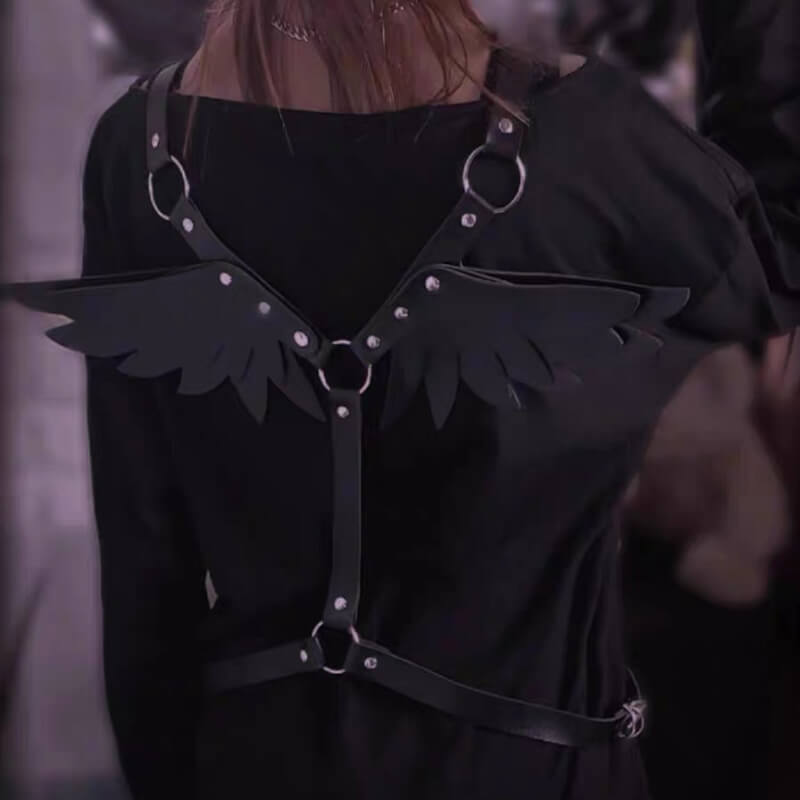 Evil wings goth body belt