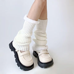 Furry pink leg warmers