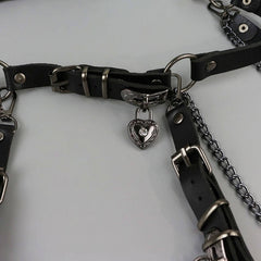 Glittering hearts punk belt