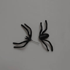 Goth black spider earring