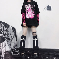 Goth cross leg warmers