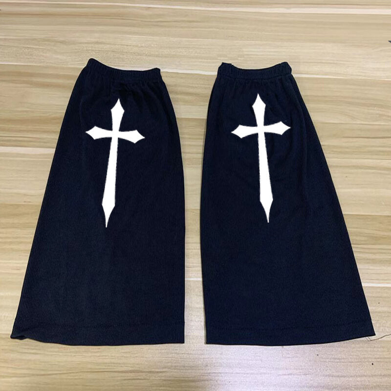 Goth cross leg warmers