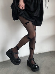 Gothic bow beads tights