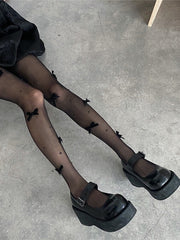 Gothic bow beads tights